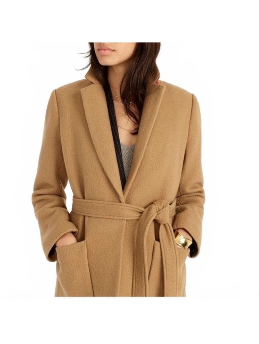 NWT JCREW Blazer Jacket Coat Womens 4 Brown Tan Italian Fall Blanket Wool Belt